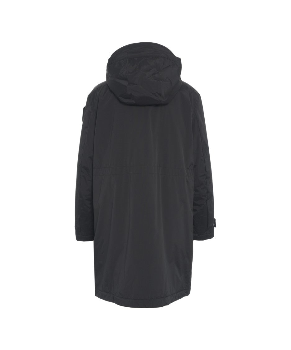 Blauer Long Black Parka With Protective Hood And Flap Pockets