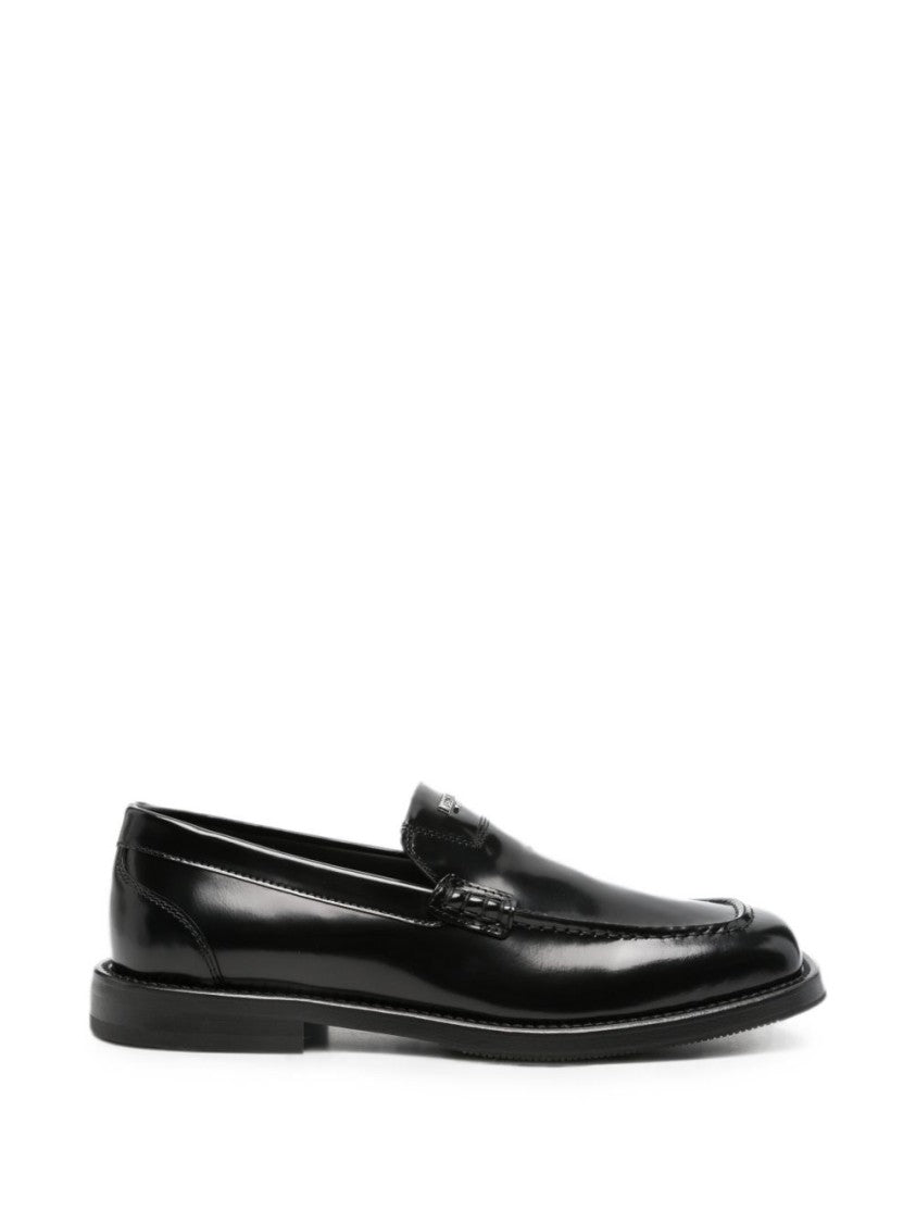 Moschino Polished Leather Loafers - Black