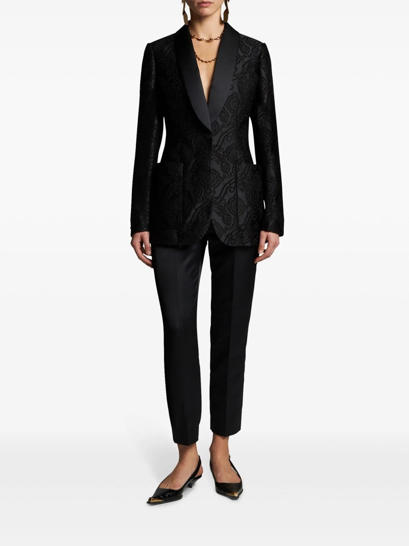 Etro Black Jacquard Paisley Shawl Lapel Blazer
