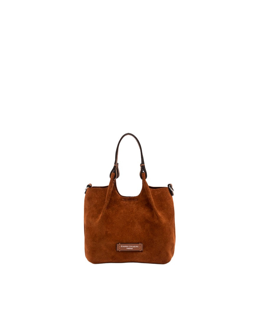 Gianni Chiarini Cognac Dua Suede Leather Tote Bag