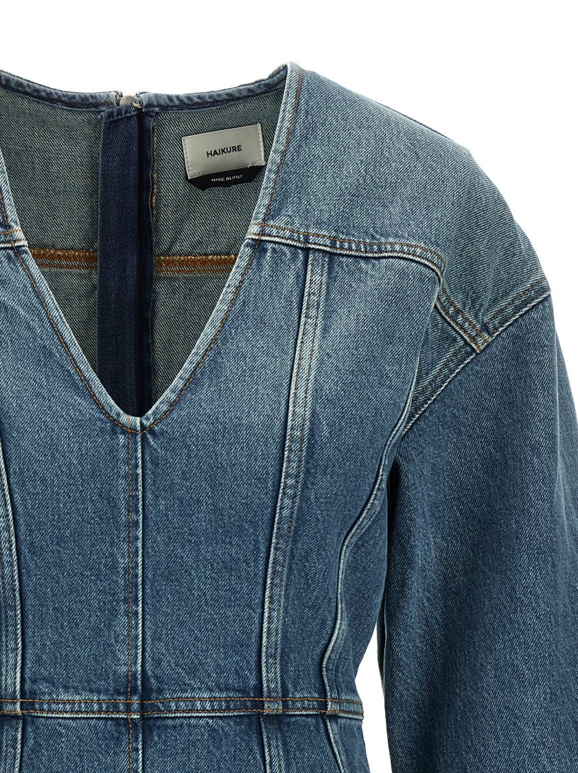 Haikure Blue Cotton Denim Mini Dress