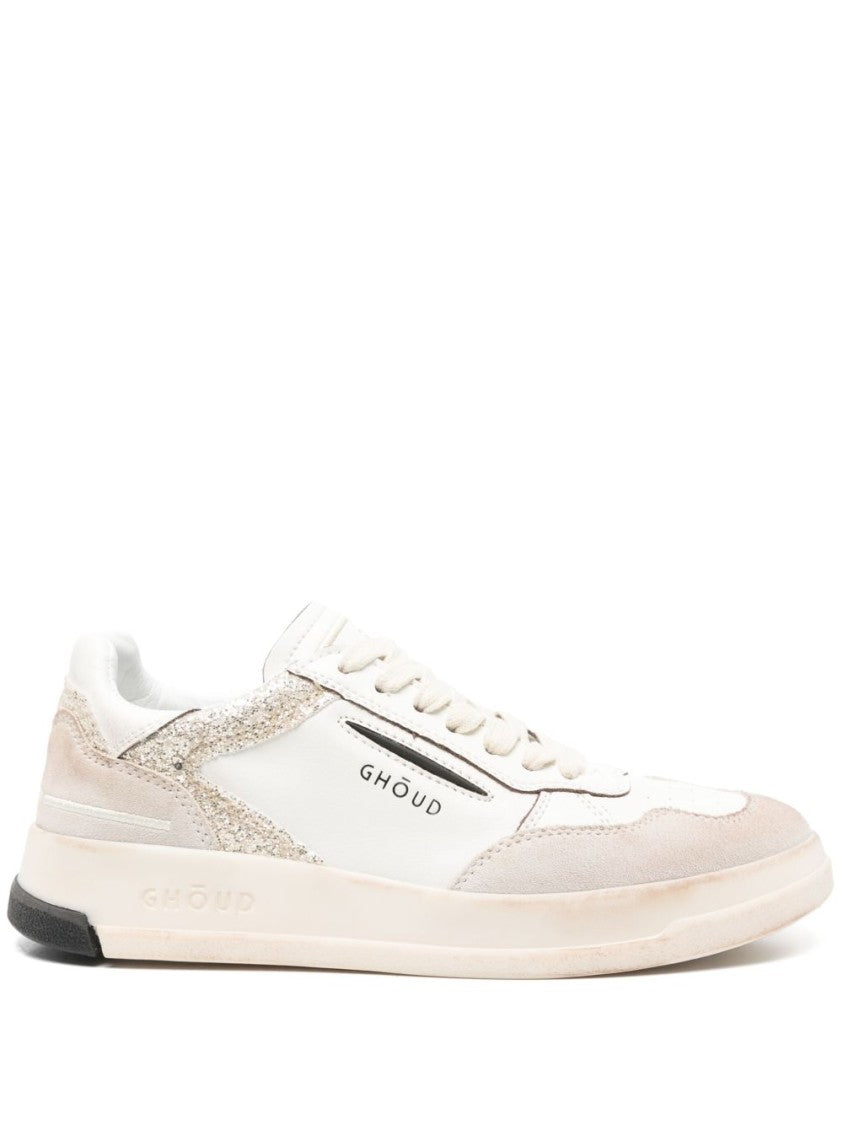 Ghoud White And Beige Sneakers With Textured Accents