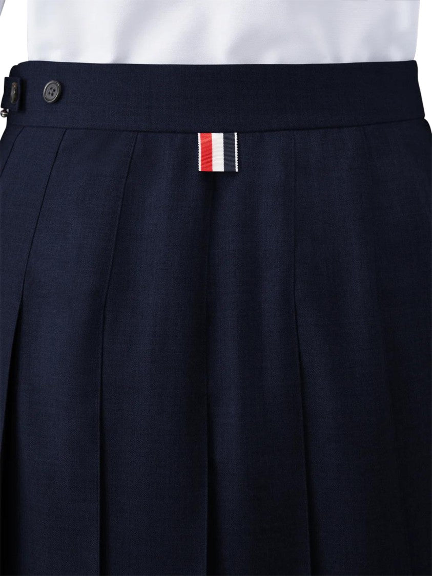 Thom Browne Thigh-Length Pleated Skirt With Dropped Back Design