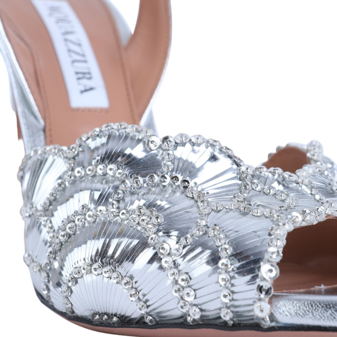 Aquazzura Scalloped Rhinestone High-Heeled Sandals