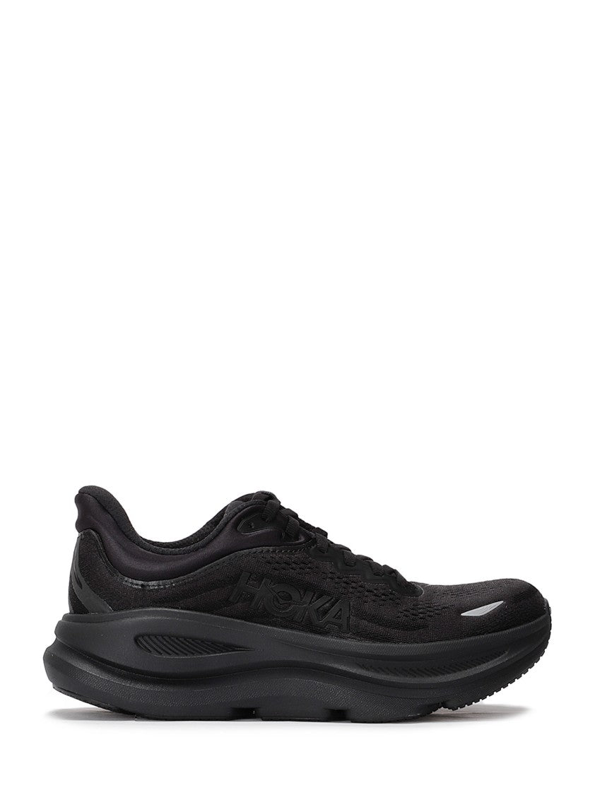 Hoka Streamlined Black Running Shoe With Textured Mesh Upper