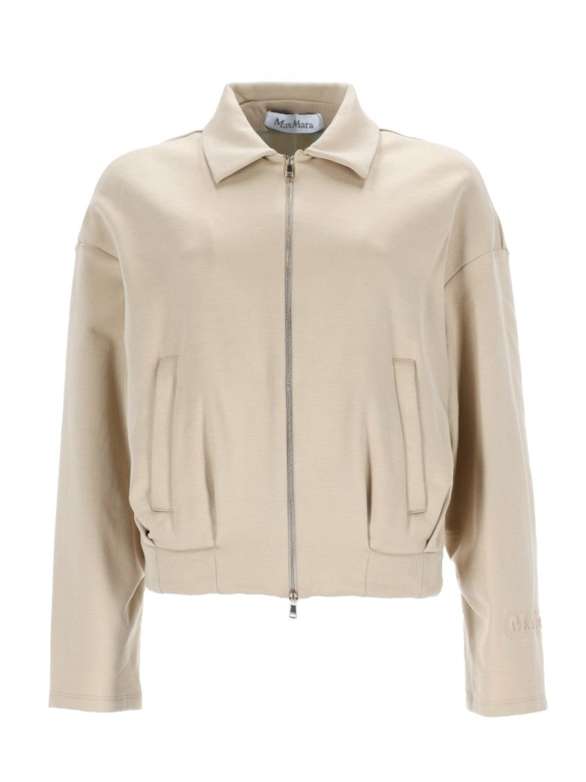 Max Mara Silk-Cotton Zippered Cropped Sweatshirt