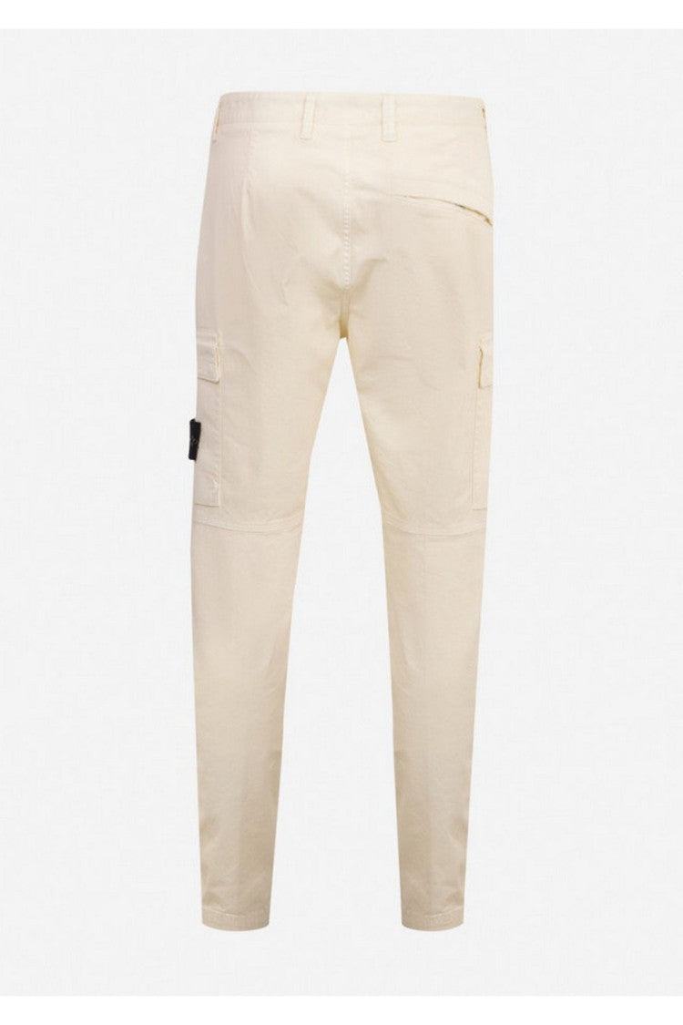 Stone Island Cream Side Badge Cargo Cotton-Blend Pants