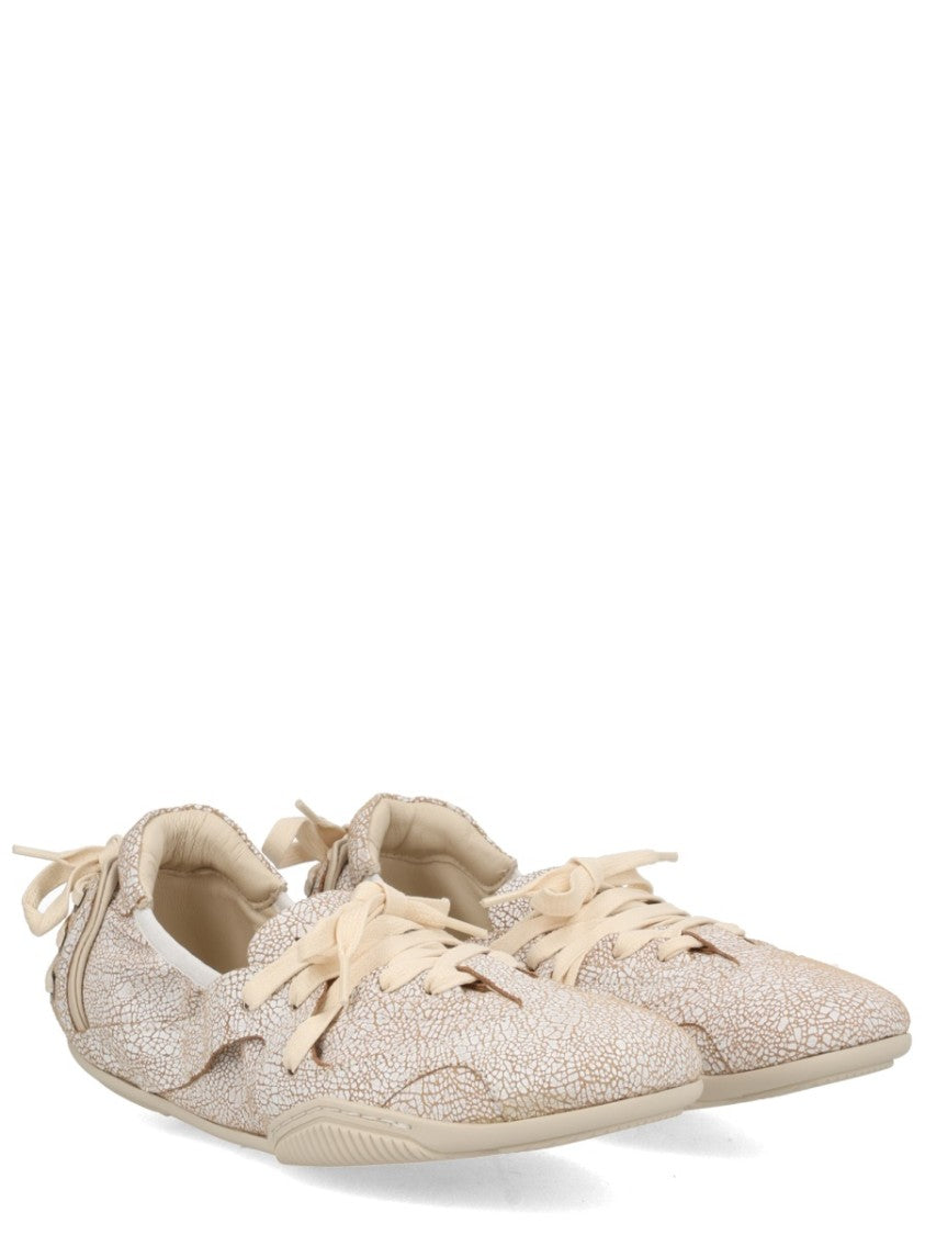 Acne Studios Cracked Leather Lace Ballerina Sneakers