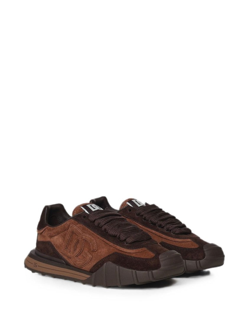 Dolce & Gabbana Brown Suede Low-Profile Sneakers