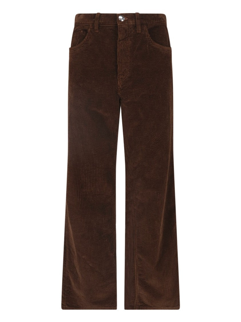 Marni Straight-Leg Brown Corduroy Pants With Five-Pocket Design