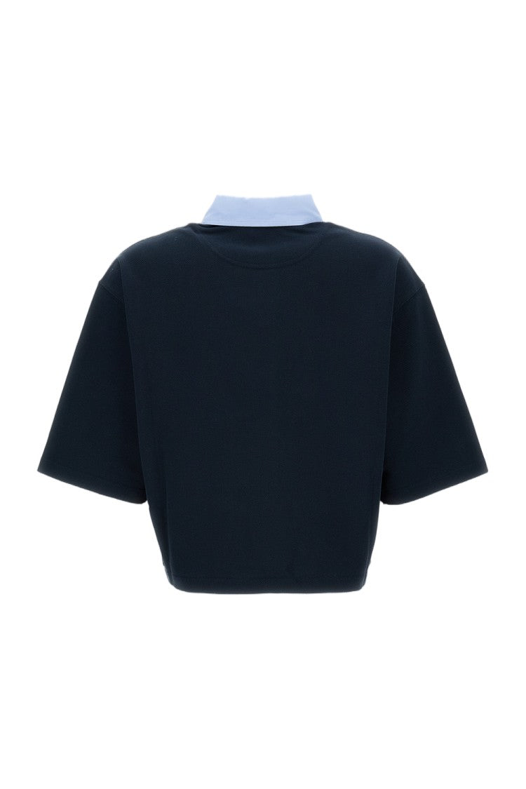 Stella Mccartney Cropped Polo Shirt With Oversized Fit And Classic Pique Texture