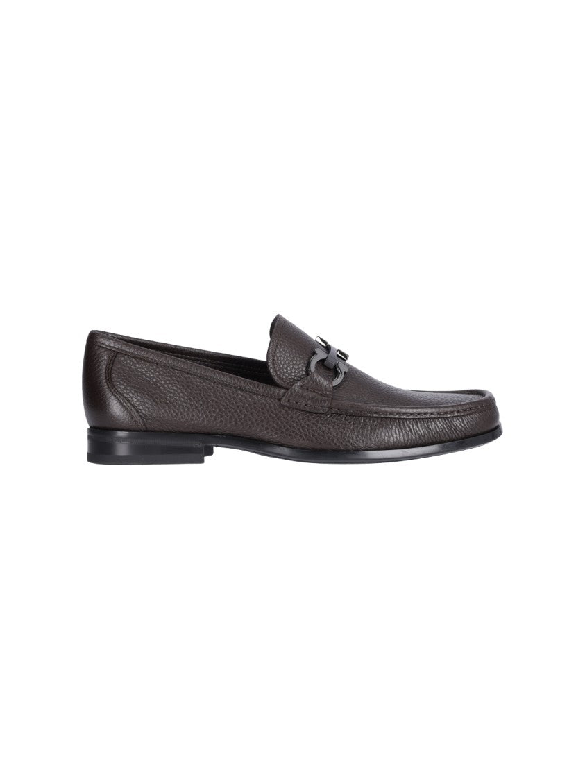 Ferragamo Brown Hammered Leather Loafer