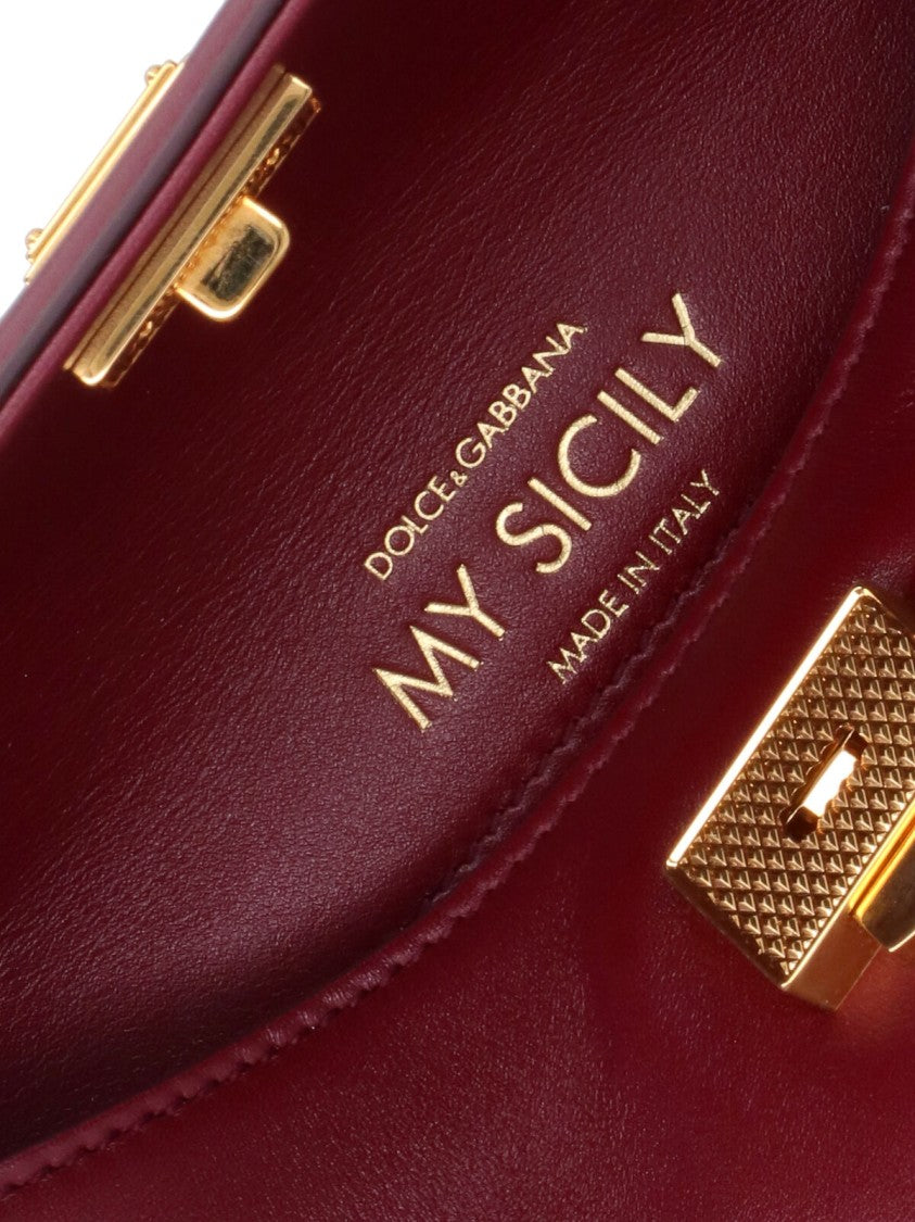 Dolce & Gabbana My Sicily Bordeaux Red Mini Leather Shoulder Bag