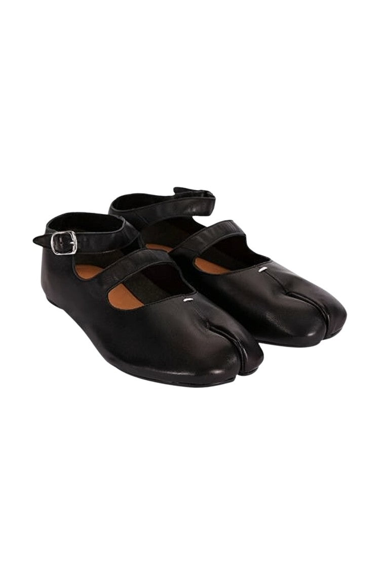 Maison Margiela Split-Toe Black Lambskin Leather Flats