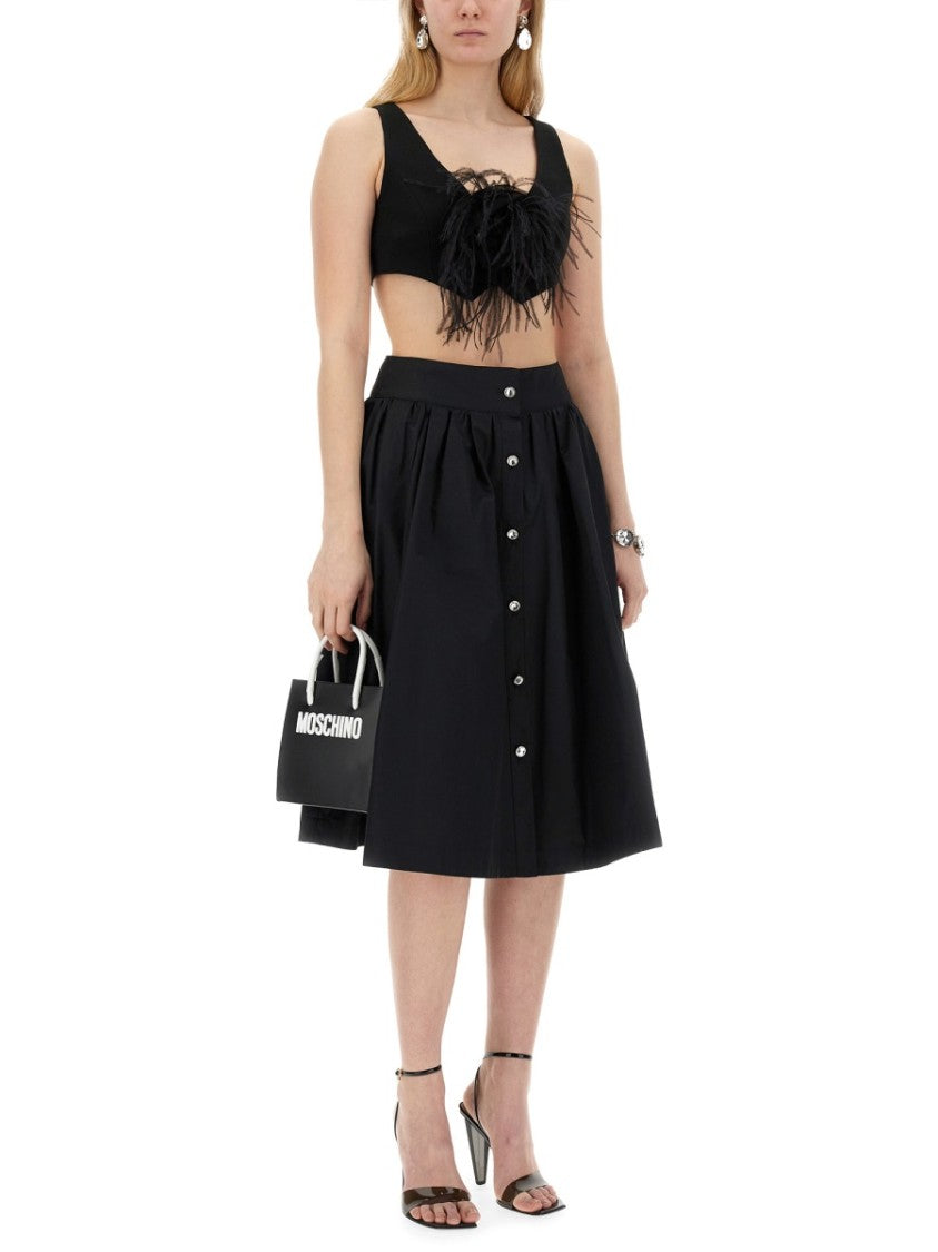 Moschino Cropped Black Vest With Feather Embellishment