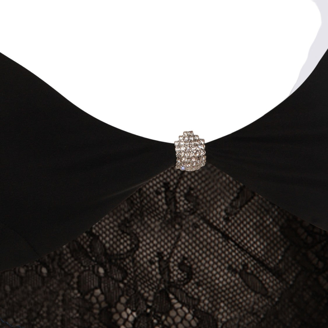 Nissa Fitted Black Maxi Dress With Lace Panels