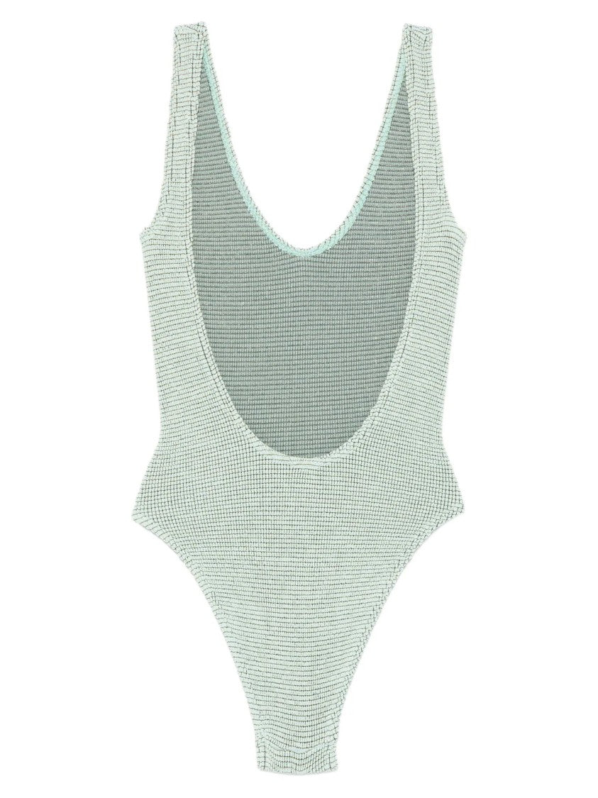 Bond-Eye Textured Green Mara One-Piece Swimsuit With Scoop Neckline