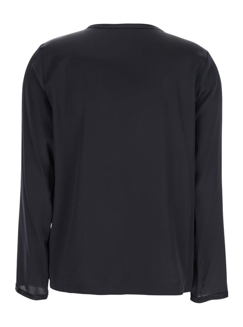 Plain Black Long Sleeves Blouse