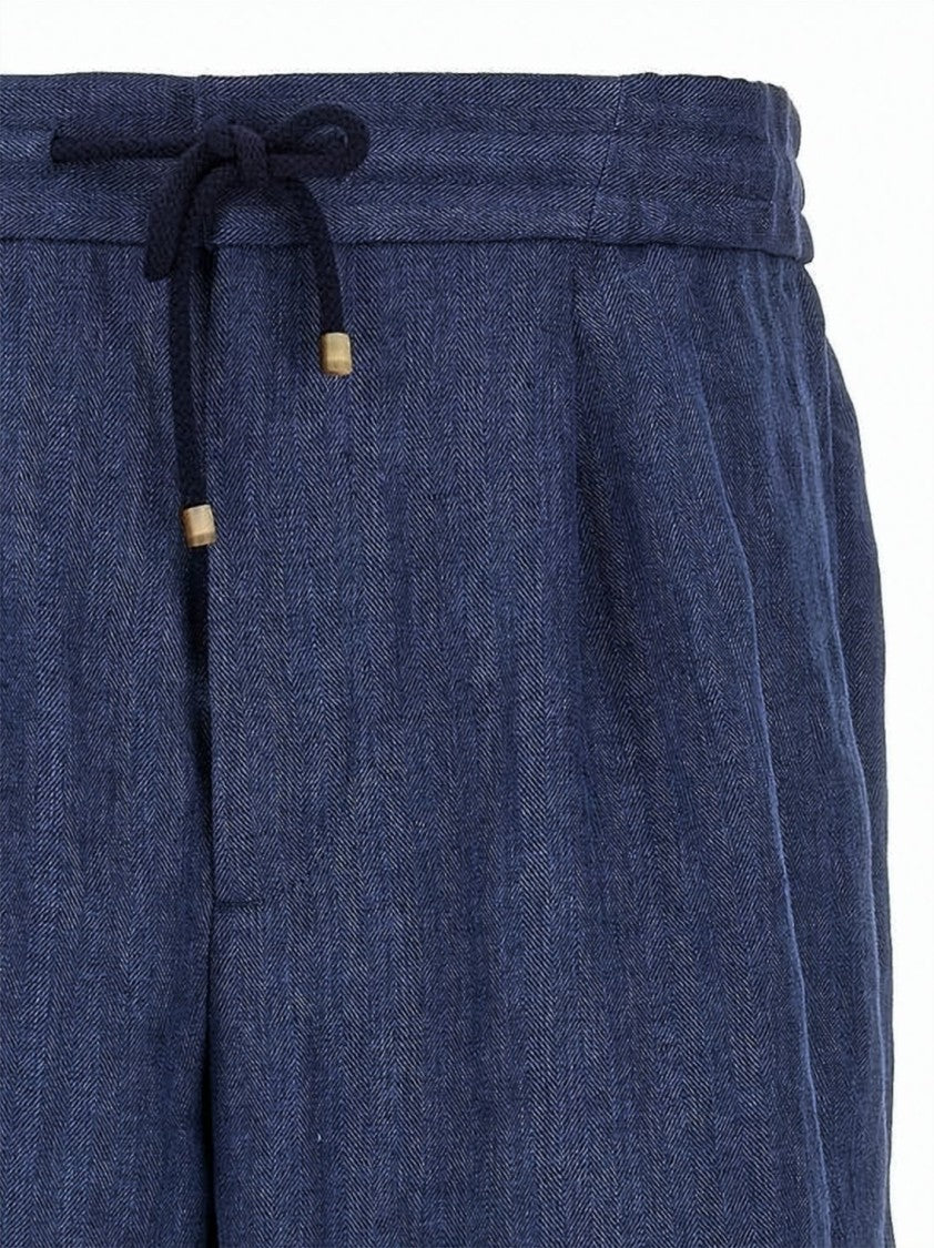 Brunello Cucinelli Relaxed Fit Linen Shorts With Drawstring Waistband