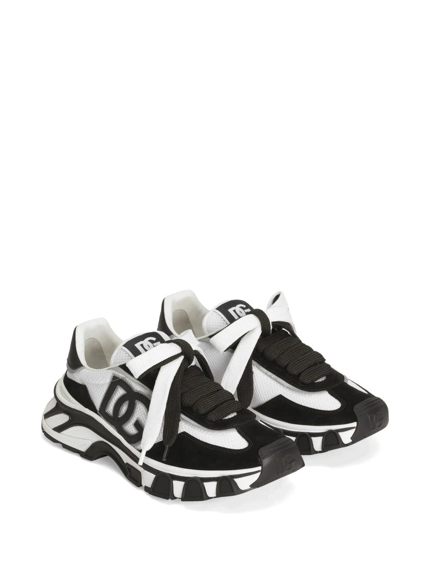 Dolce & Gabbana Black/White Dynamic Chunky Mesh Leather Sneakers