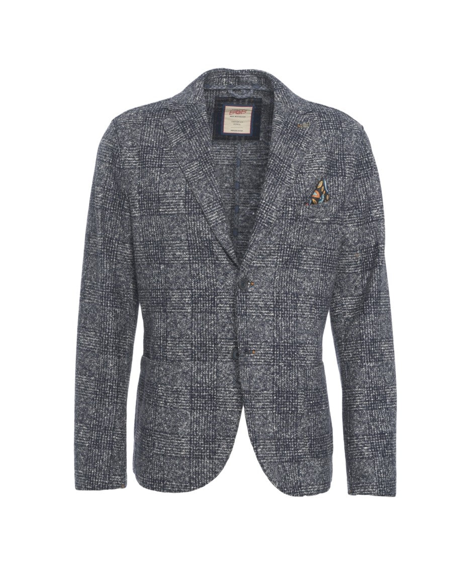 Bob Textured Grey Single-Breasted Blazer With Tailored Fit