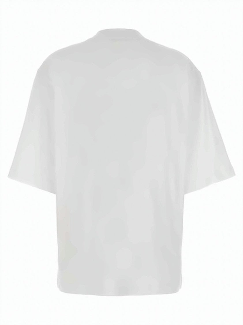 Marni Relaxed Fit White Cotton T-Shirt With Centered Logo
