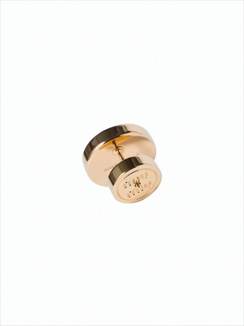 Miu Miu Oval Shaped Caramel-Toned Metal Earrings With Polished Finish
