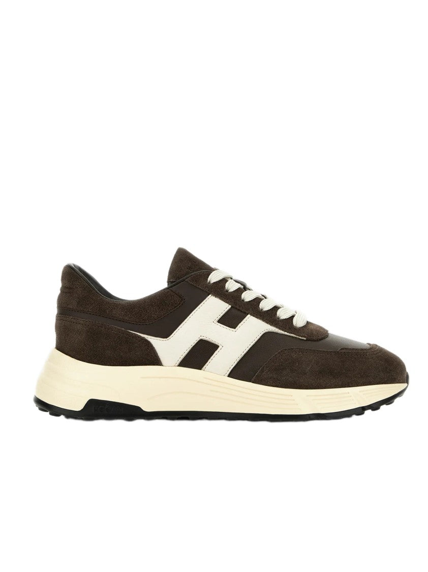 Hogan Brown Suede Sneakers With Leather Accents