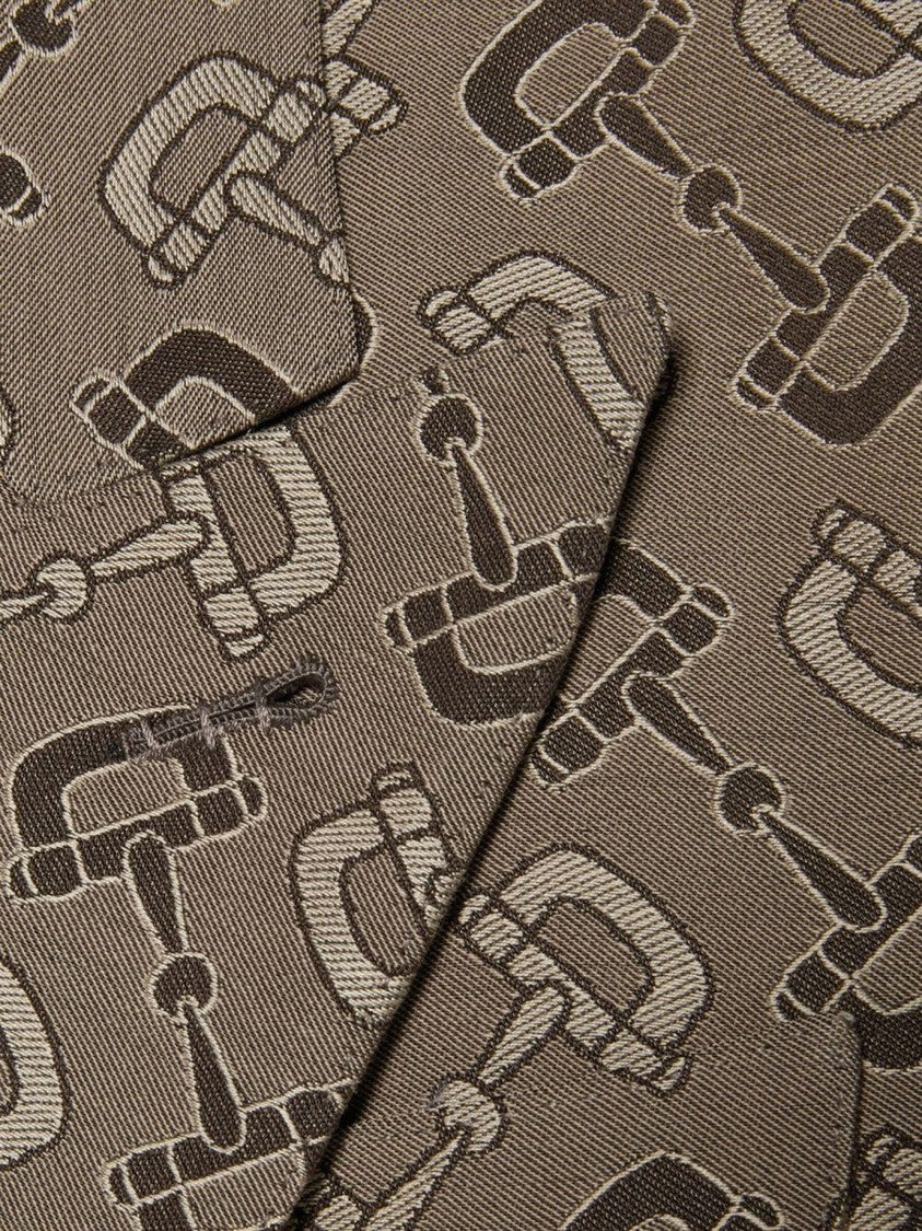 Gucci Double-Breasted Beige Jacket With Jacquard Motif