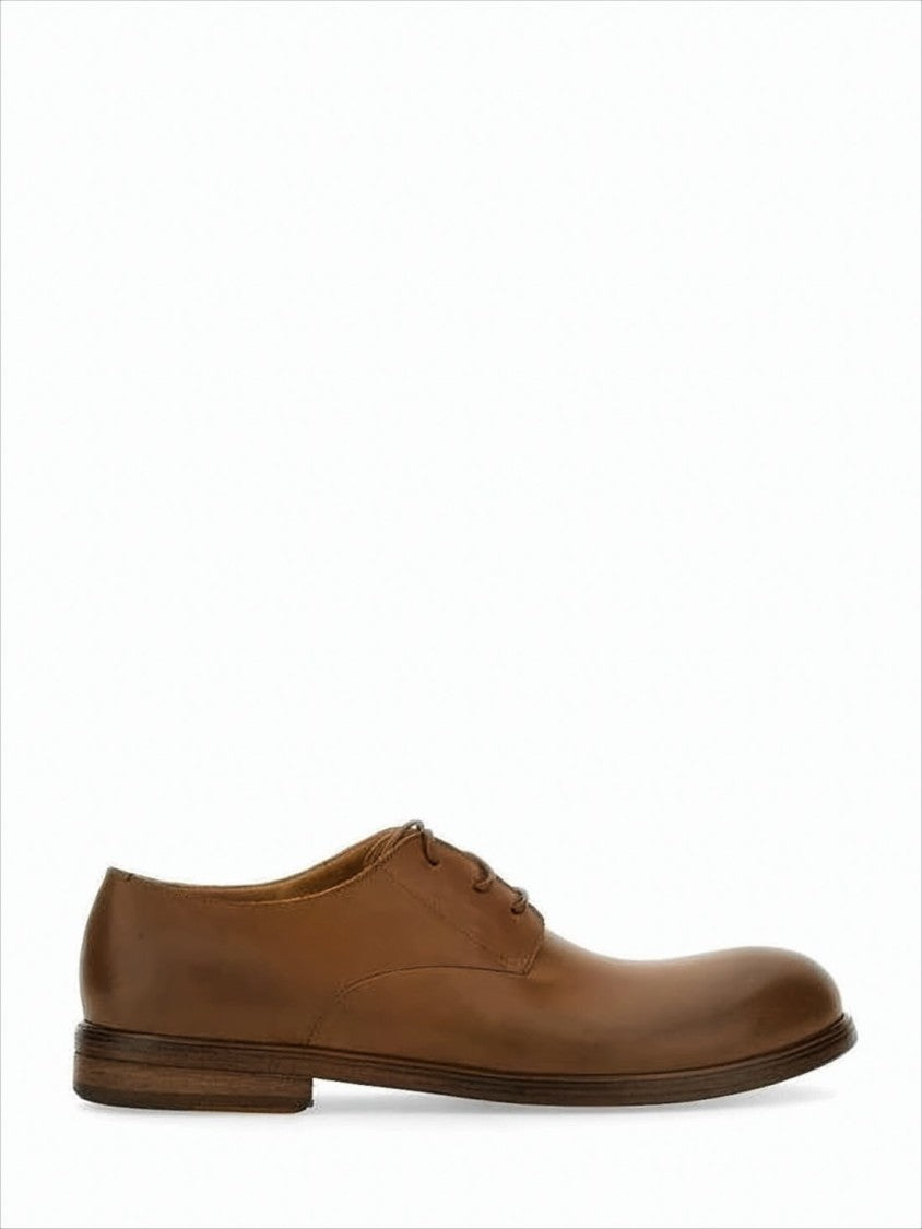 Marsèll Minimalist Brown Leather Dress Shoes With Rounded Toe