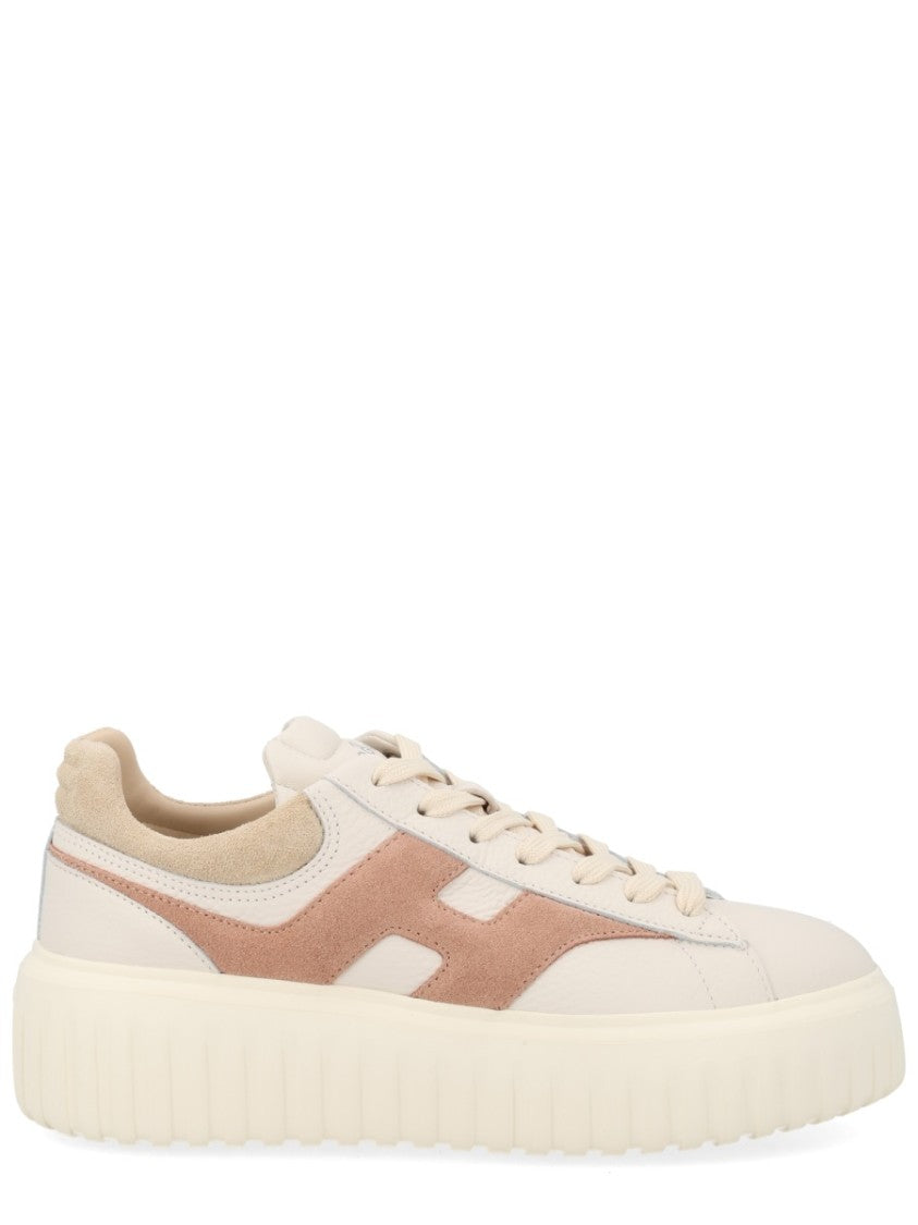 Hogan White H-Stripes Suede Panel Sneakers
