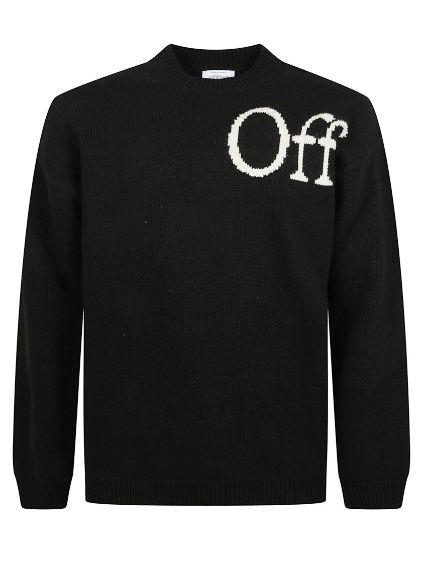 Off-White Crewneck Sweater With Logo Intarsia