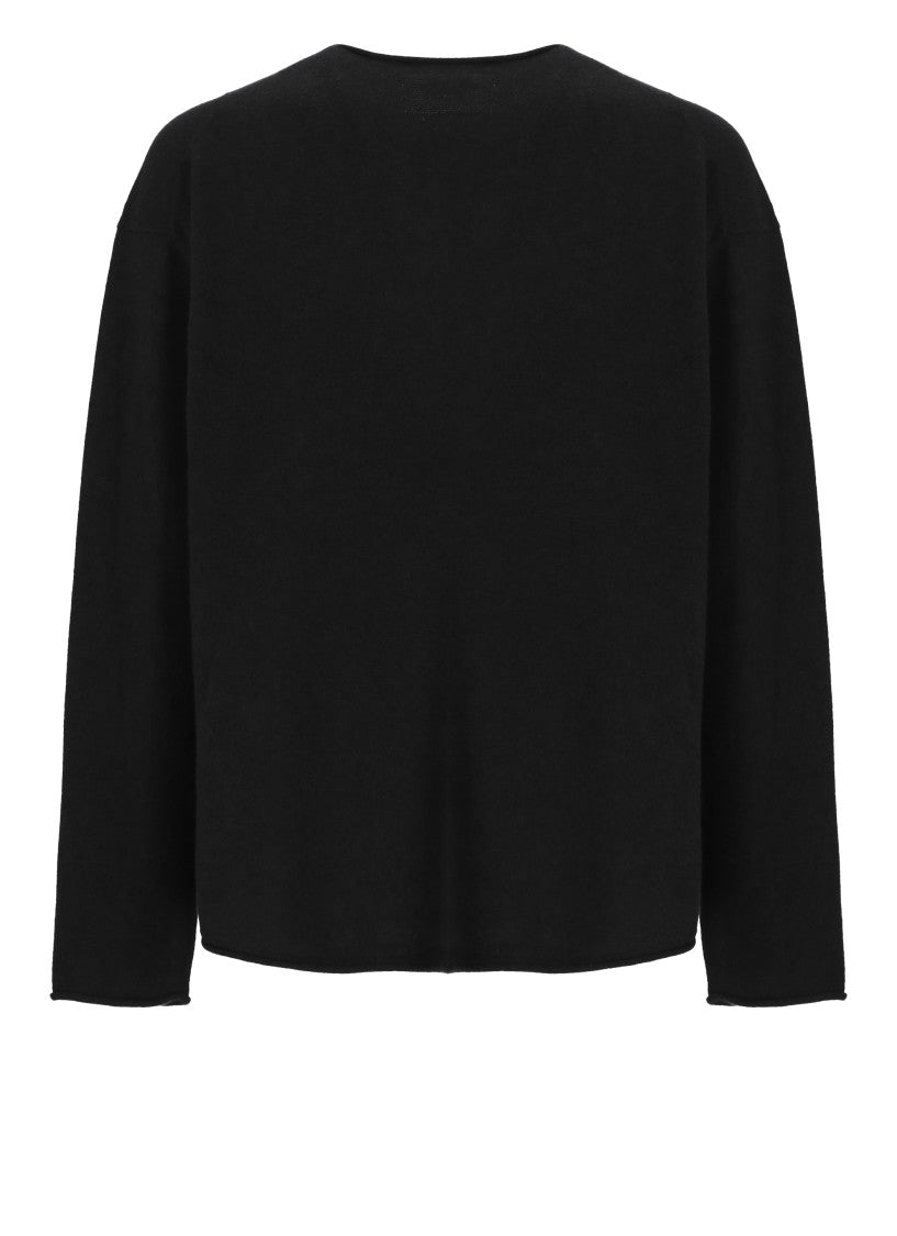 Guest In Residence Black Soft Hemless Edges Cashmere Sweater
