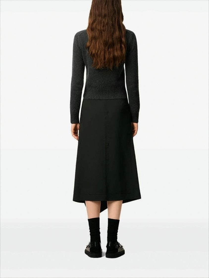 Ami Paris Cropped Grey Cashmere And Wool Sweater