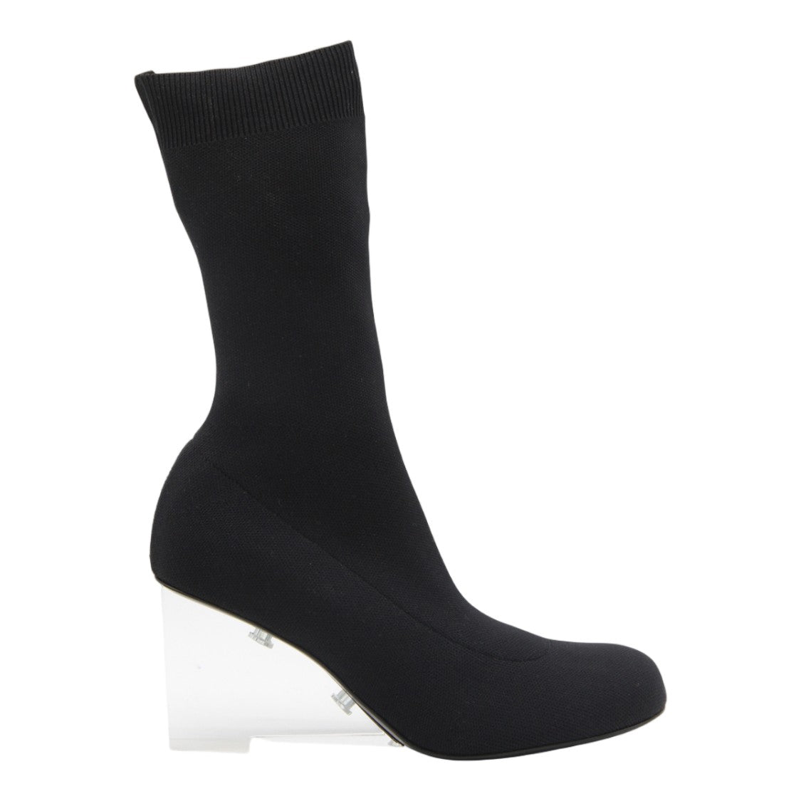 Alexander Mcqueen Sock-Style Black Boots With Transparent Wedge Heel