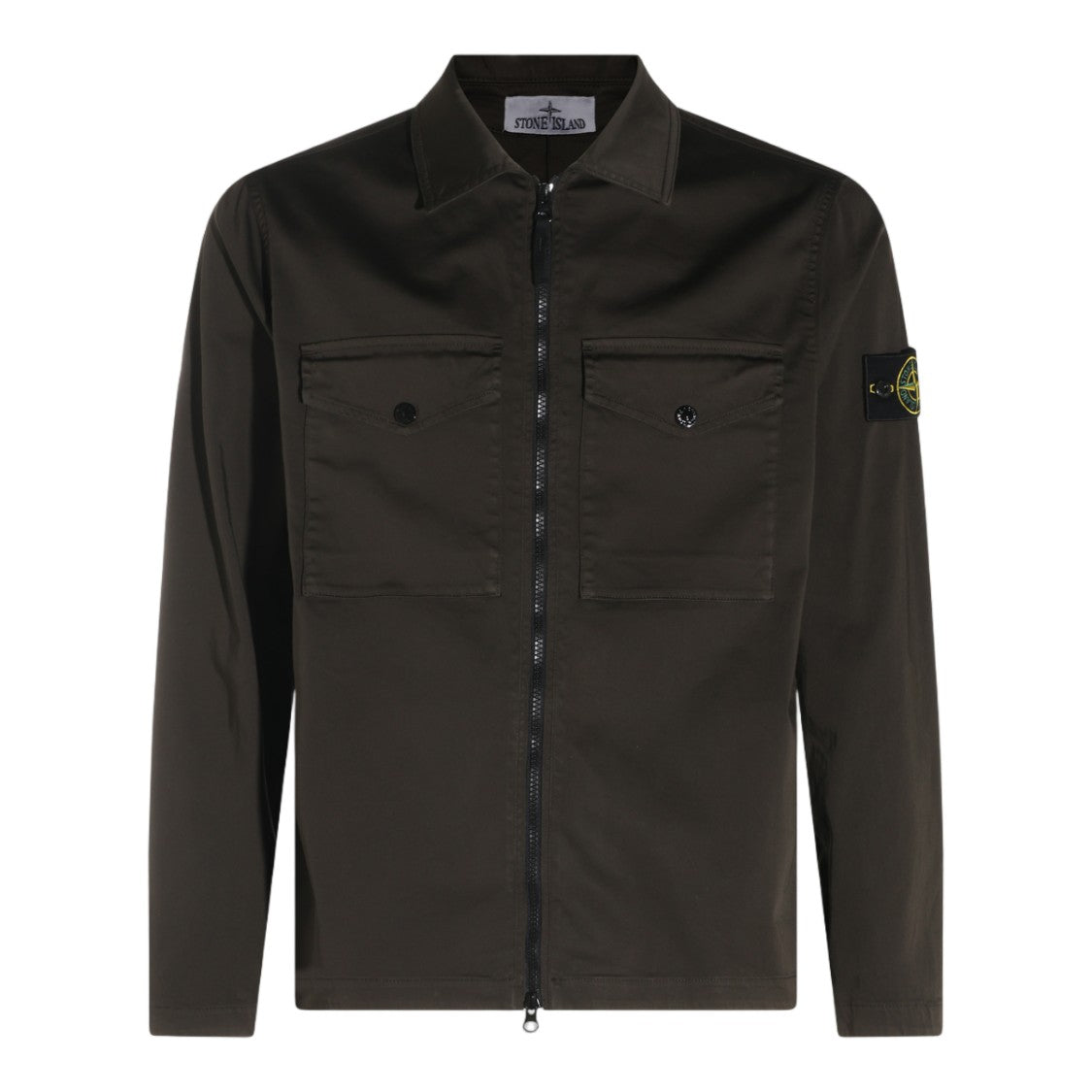 Stone Island Sleek Zip-Up Shirt With Classic Collar