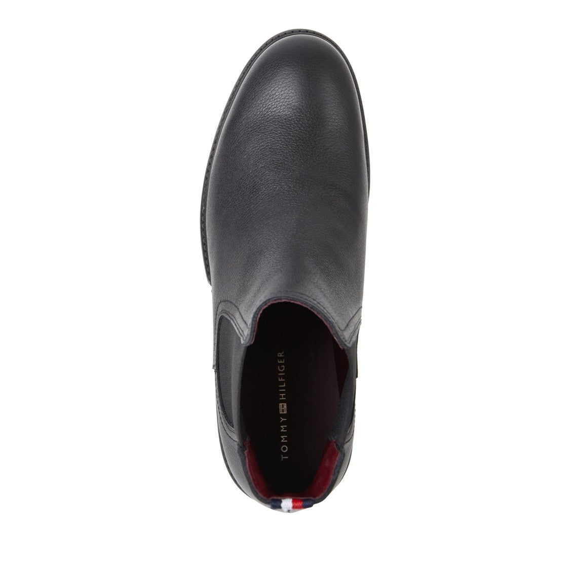 Tommy Hilfiger Black Smooth Leather Slip-On Boots