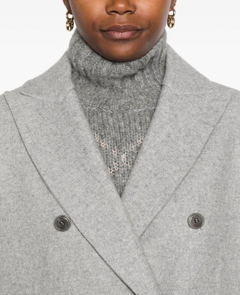 Ermanno Scervino Double-Breasted Textured Coat With Tailored Silhouette