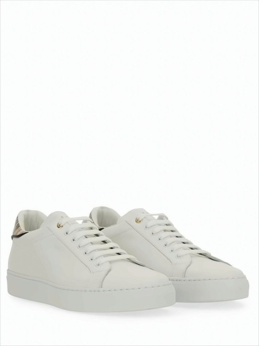 Paul Smith Low-Top Leather Sneakers With Multicolor Striped Heel Tab