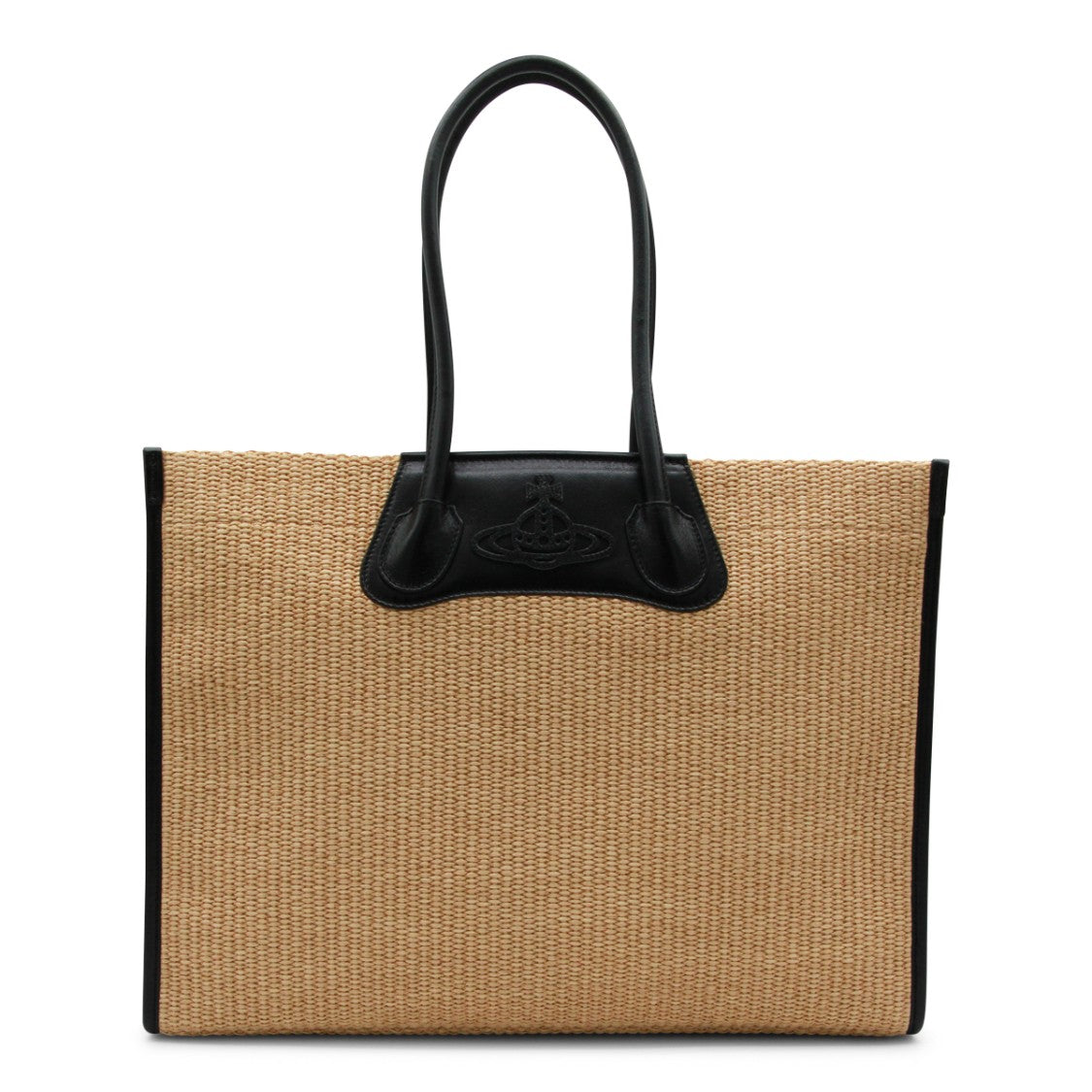 Vivienne Westwood Natural And Black Cotton Tote With Embossed Detail