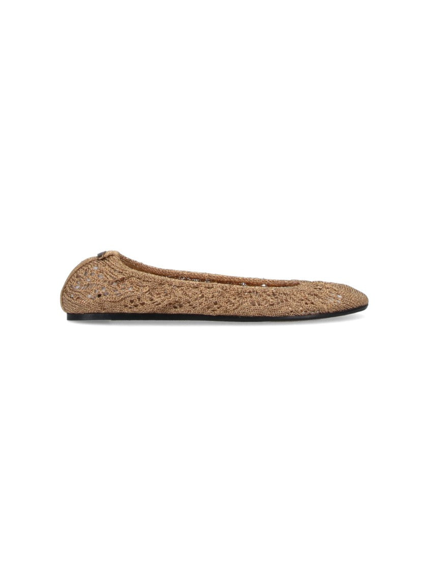 Isabel Marant "Belna" Crochet Ballerinas – Gold