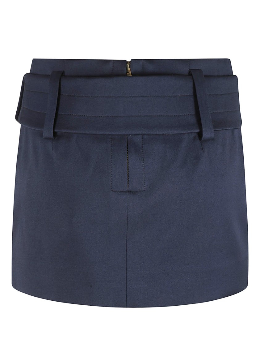Patou Structured Blue Skirt With Wide Belt