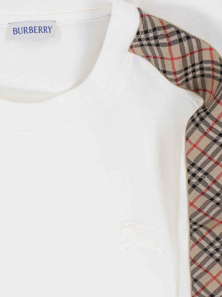 Burberry White Check Cotton T-Shirt