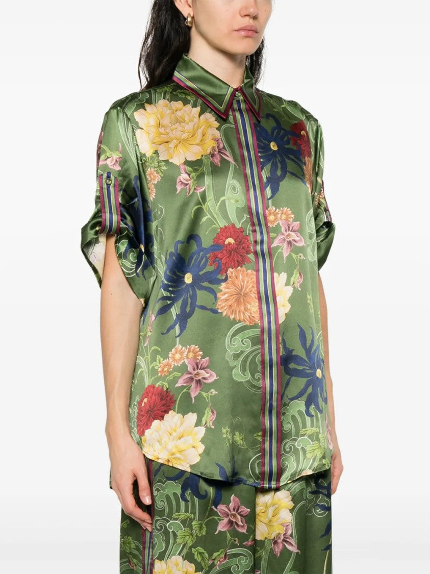 Alemais Grass Green Silk Shirt