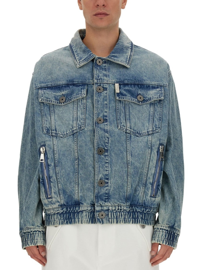 Balmain Faded Blue Cotton Denim Jacket