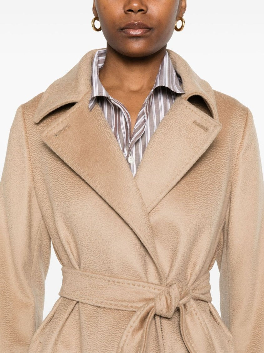 Max Mara Double-Breasted Beige Coat With Tied Waist