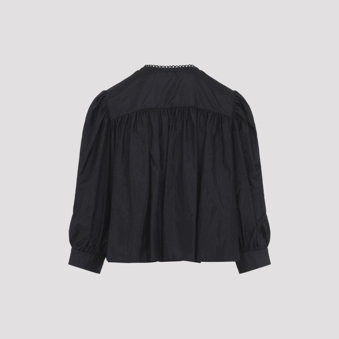 Chloé Black Round Neck Top With Tonal Embroidery