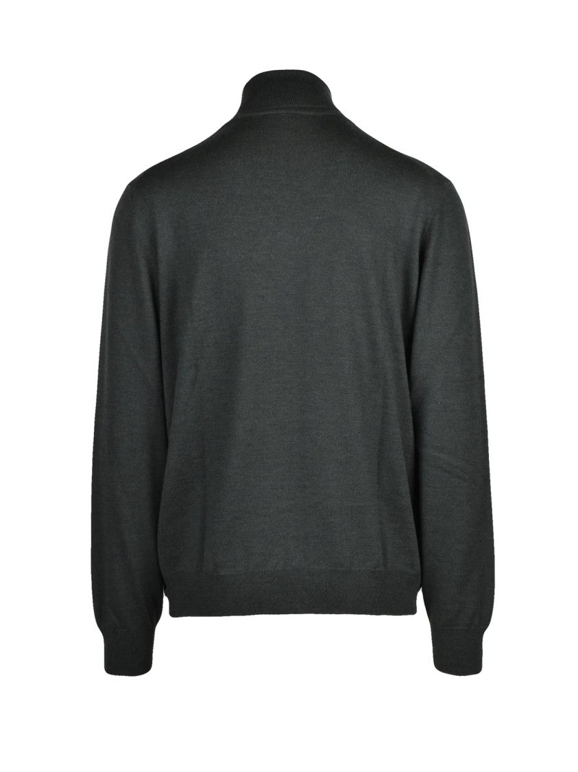 Gran Sasso Crew Neck Sweater In 100% Virgin Wool With Ribbed Finishing