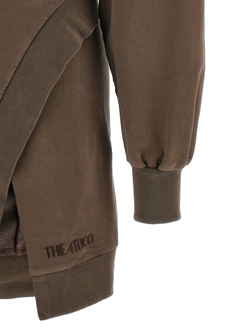 The Attico Fleece Mini Dress With Crossed Skirt