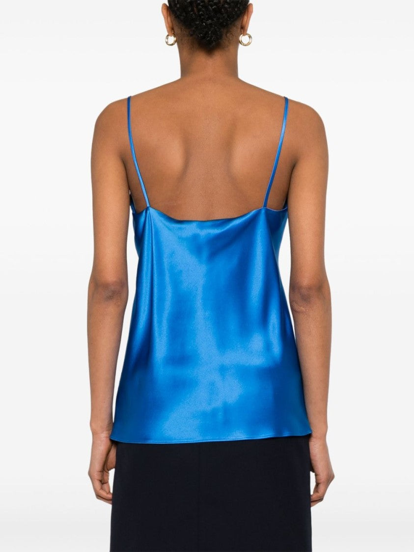 Max Mara V-Neck Azure Top With Spaghetti Straps